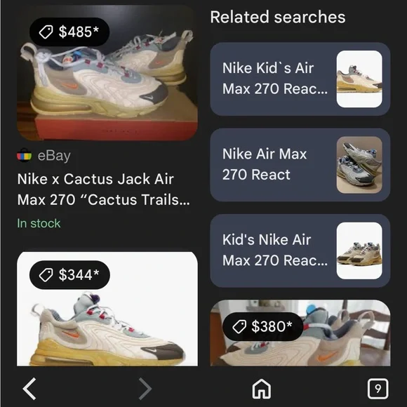 Nike Air Max 270 React ENG “cactus trails”- Travis Scott collaboration Worn once